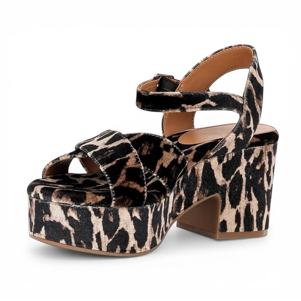 Gianni Bini Leopard Platform Sandals Women Velvet Joize Size 7.5 New - Picture 5 of 10